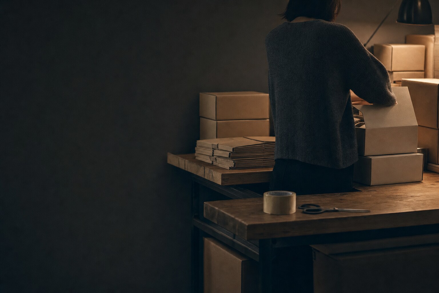 Stanowisko do pakowania zamówień w sklepie internetowym